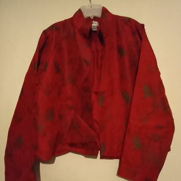 Chico's Women's Relaxed Blazer/Top Red- Size 2 open, buttonless - Picture 2 of 5